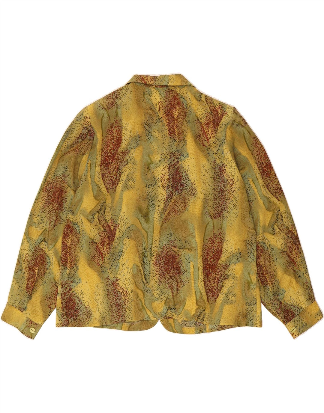 VINTAGE Womens Loose Fit Abstract Pattern Shirt Blouse IT 48 XL Yellow Vintage Vintage and Second-Hand Vintage from Messina Hembry 