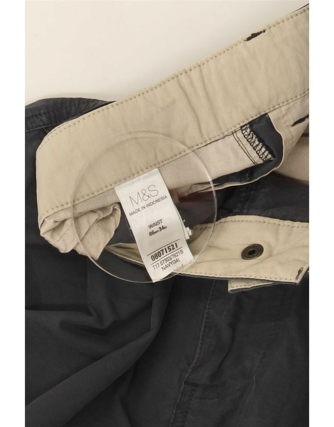 Marks & Spencer Męskie spodenki cargo, duże, W34, granatowe, bawełniane