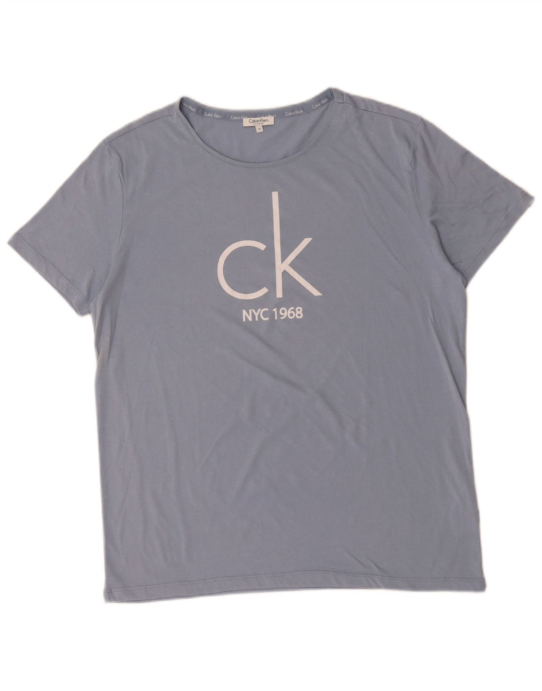 Męski T-shirt CALVIN KLEIN z grafiką, średni niebieski, bawełniany