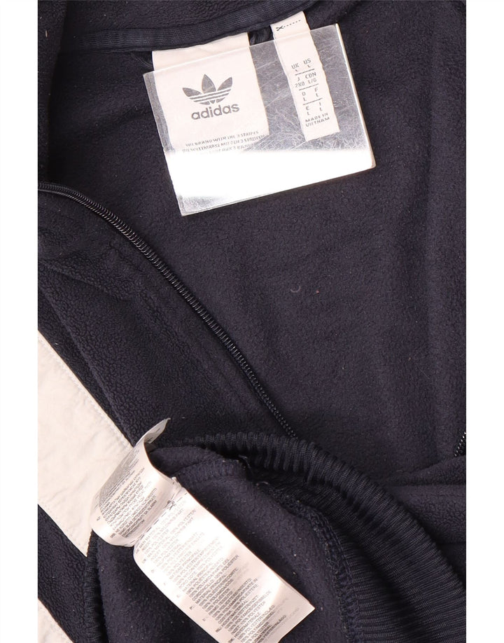 Męski sweter polarowy ADIDAS z zamkiem błyskawicznym, duży granatowy poliester w bloki kolorów
