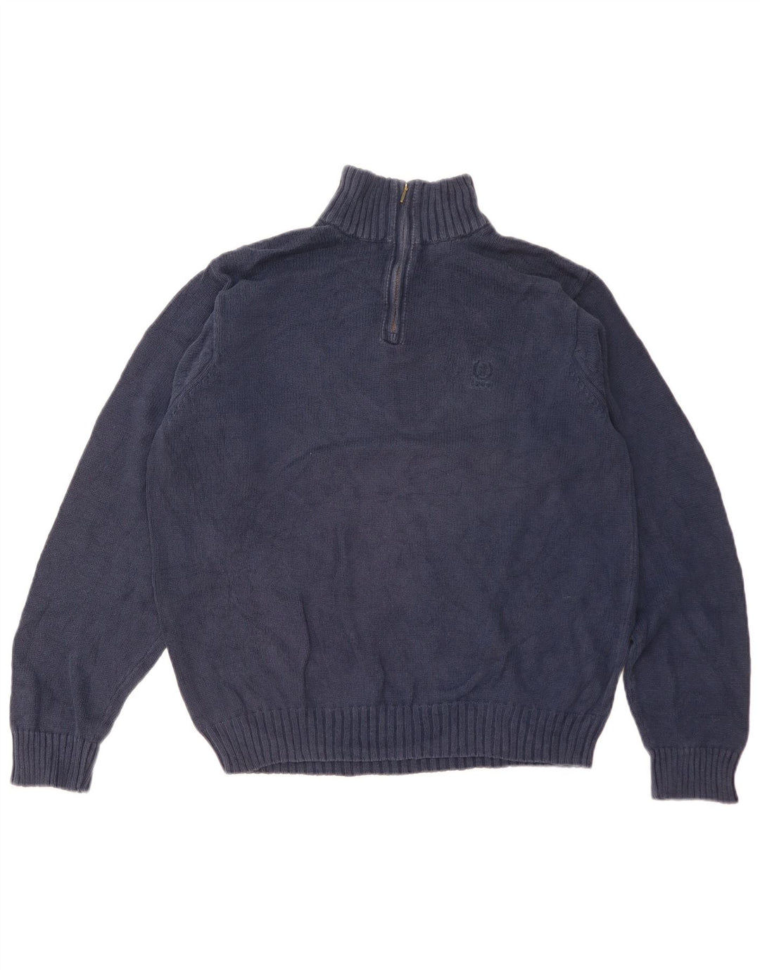 Izod Męski sweter z zamkiem błyskawicznym, średni granatowy, bawełniany