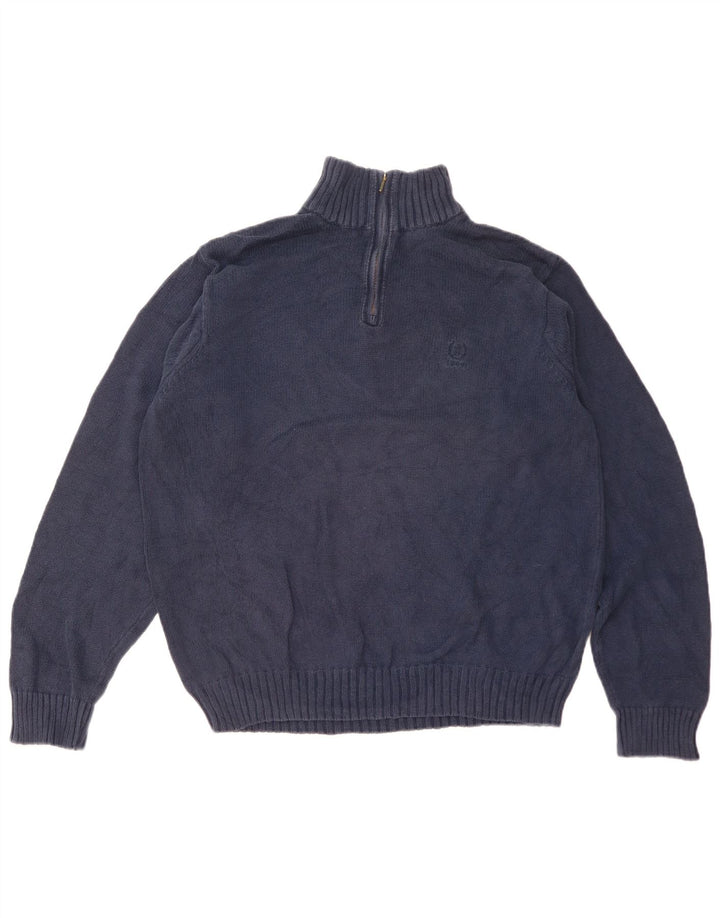 Izod Męski sweter z zamkiem błyskawicznym, średni granatowy, bawełniany