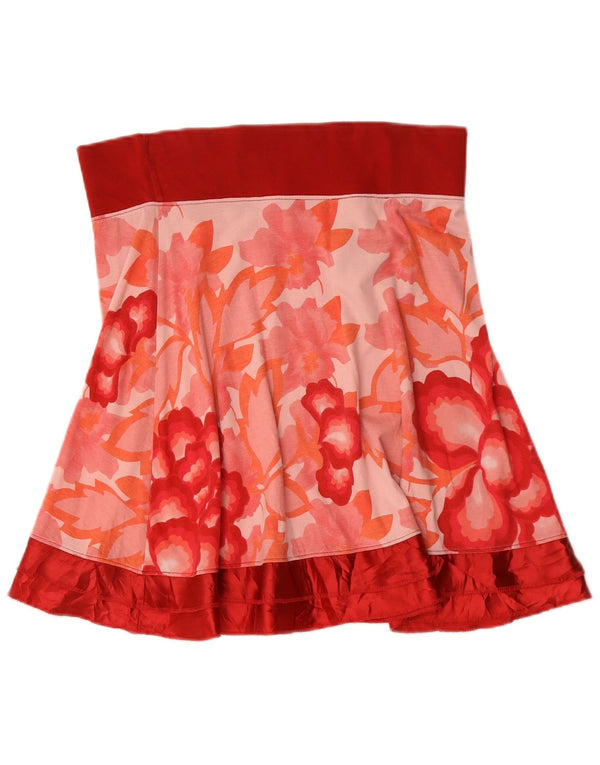 Desigual damska graficzna spódnica w kształcie litery A XL W36 czerwona w kwiaty