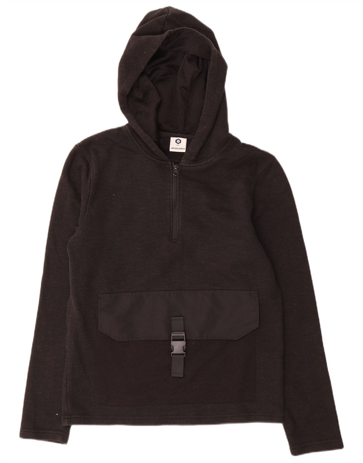 Męski sweter z kapturem i zamkiem błyskawicznym Jack & Jones, mały, szary, poliestrowy