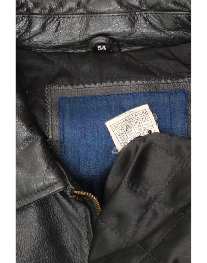 Vintage męska kurtka skórzana bomber IT 54 2XL czarna skóra