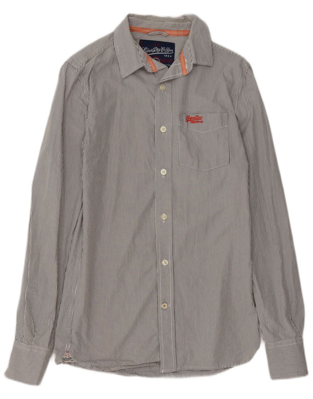 Koszula męska Superdry, mała, szara, bawełniana w prążki
