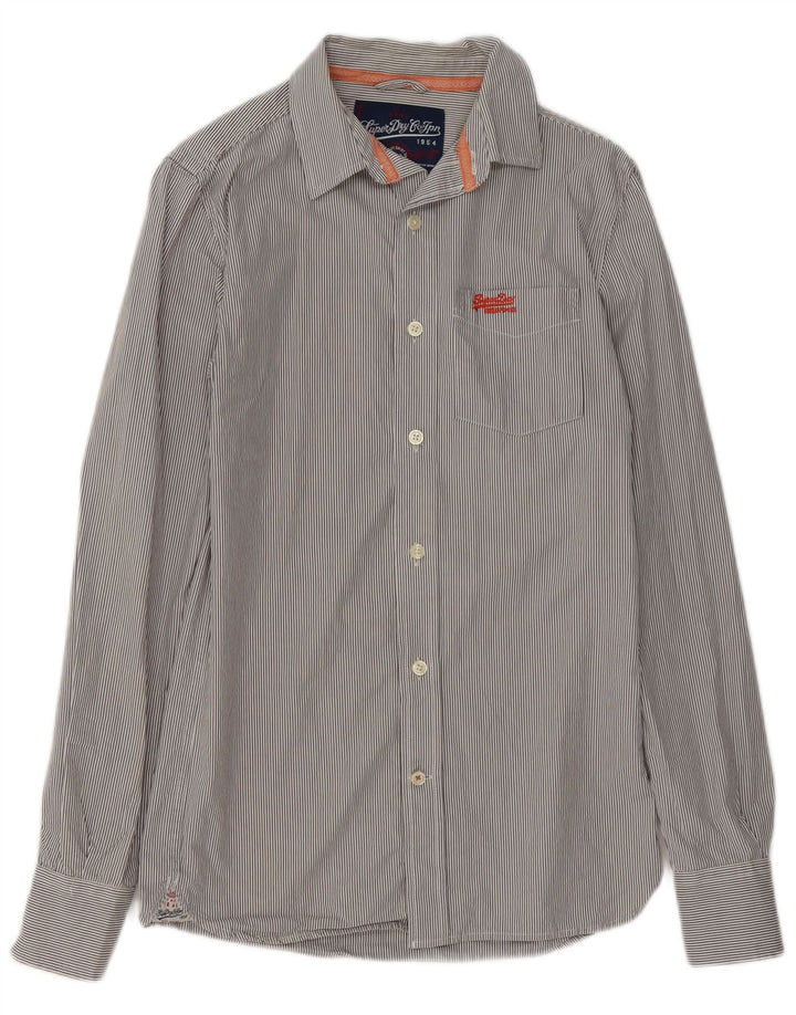 Koszula męska Superdry, mała, szara, bawełniana w prążki