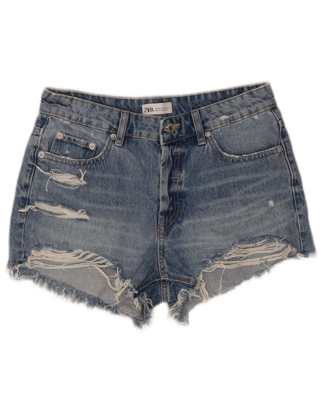 Damskie spodenki jeansowe Zara w trudnej sytuacji EU 38 Small W28, niebieska bawełna