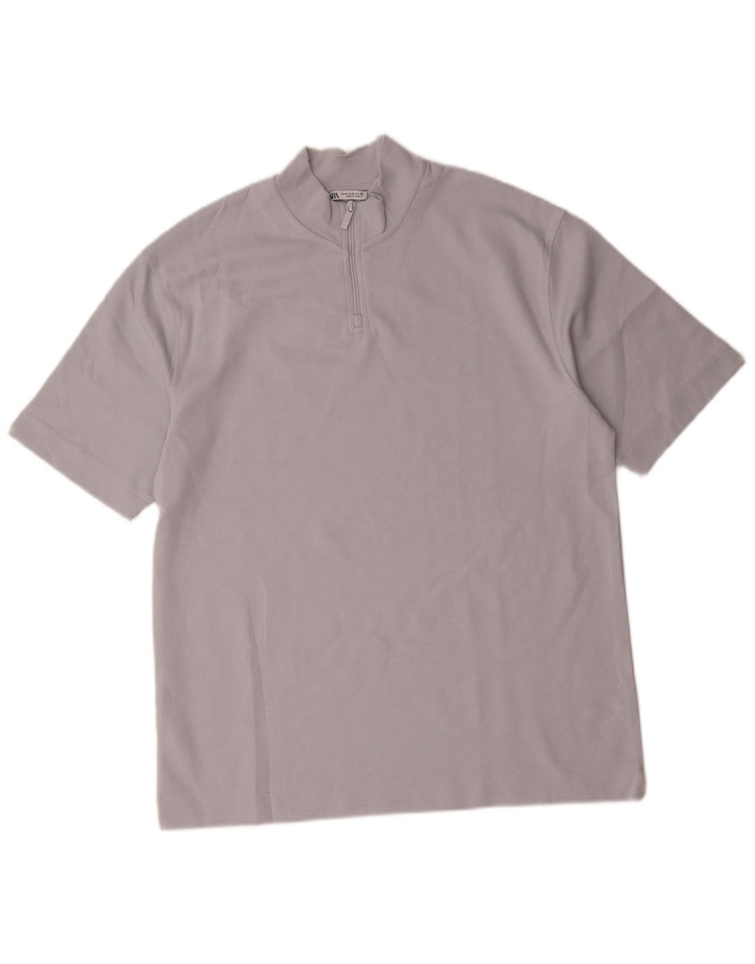 Męski T-shirt Zara z zamkiem błyskawicznym, bawełniany kolor średni niebieski