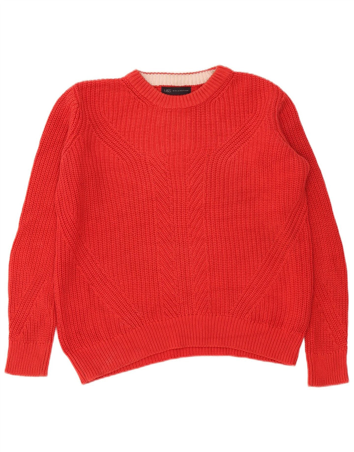 Marks & Spencer Męski sweter z okrągłym dekoltem, mały, czerwony, bawełniany