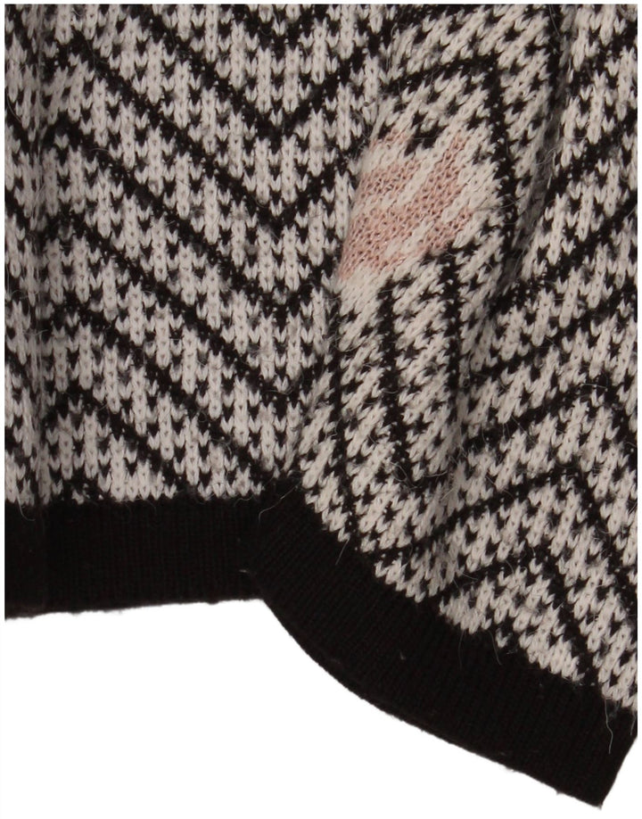 Sweter damski w stylu vintage, UK 16, duży, biały Chevron
