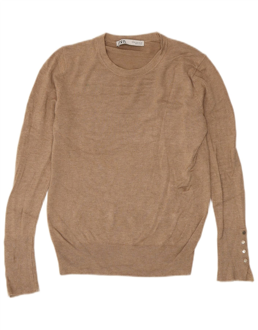 Sweter damski Zara z okrągłym dekoltem UK 12, średni brąz
