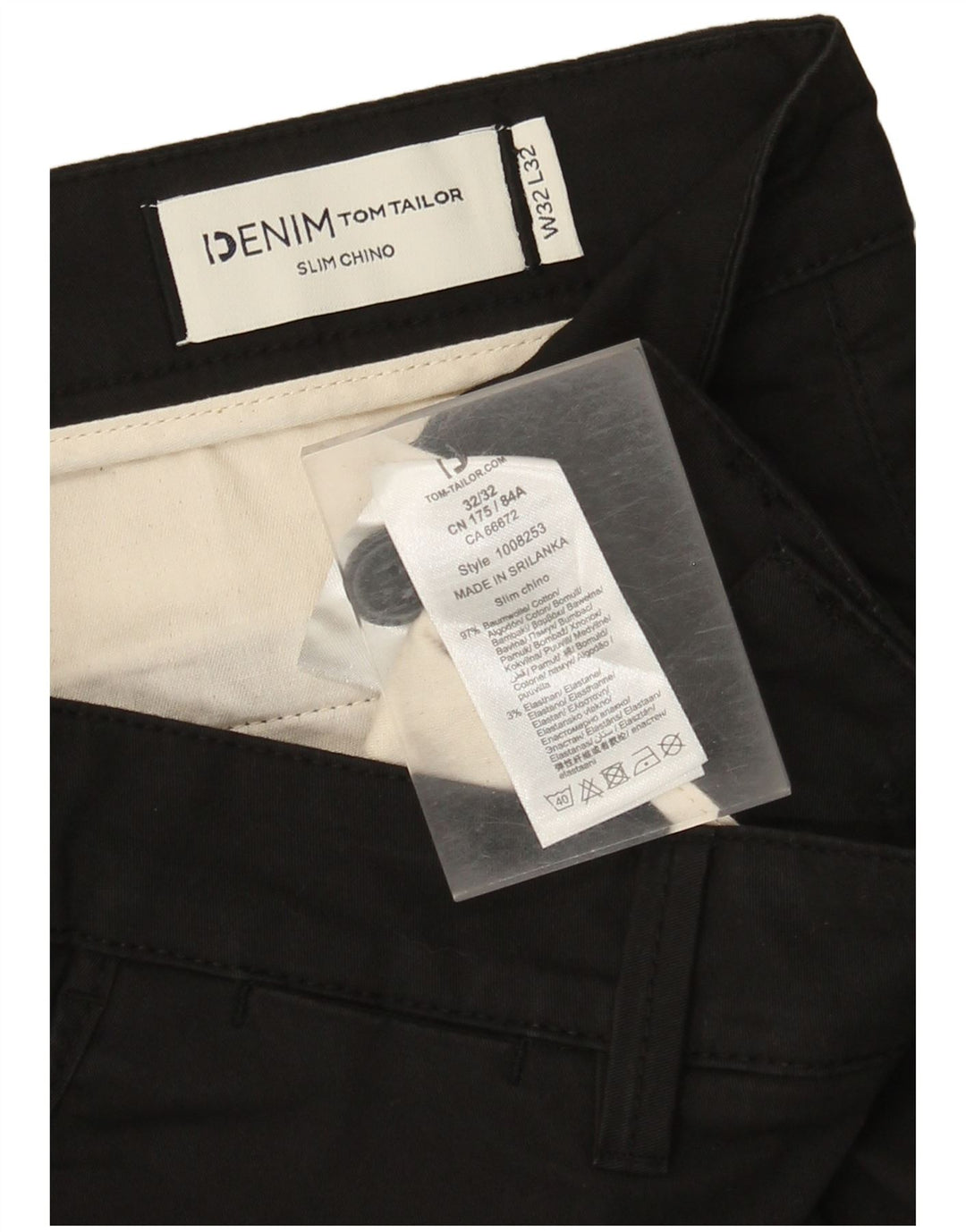 Męskie spodnie Chino Tom Tailor W32 L32 Czarne bawełniane