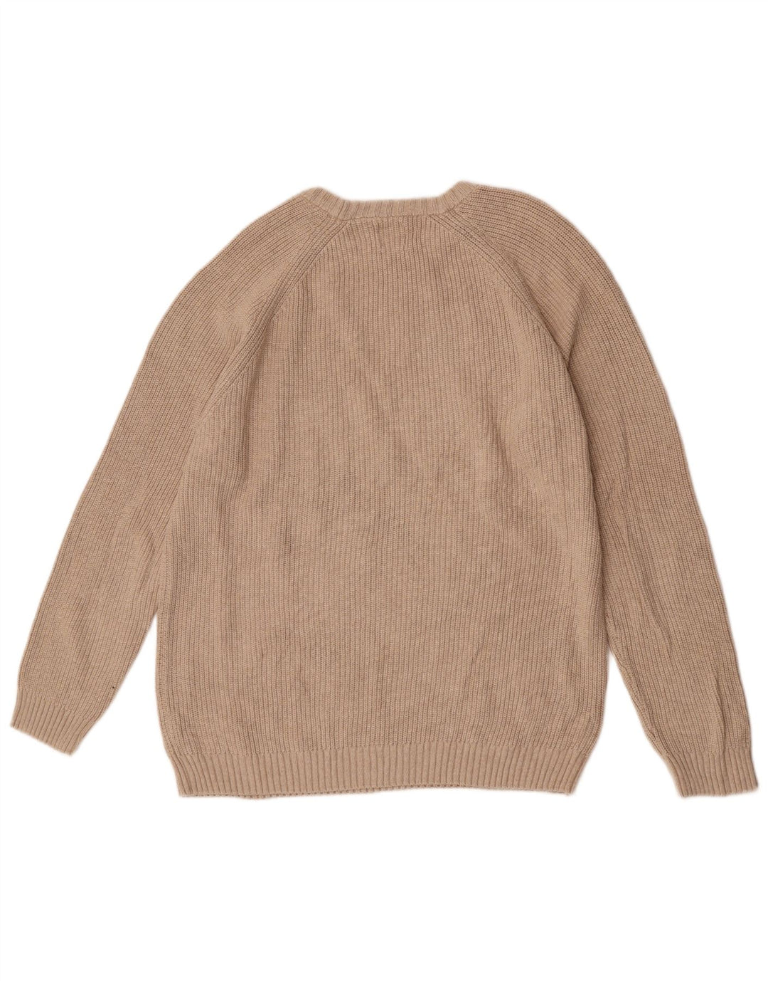 Męski sweter Zara z okrągłym dekoltem, średnio beżowy, bawełniany