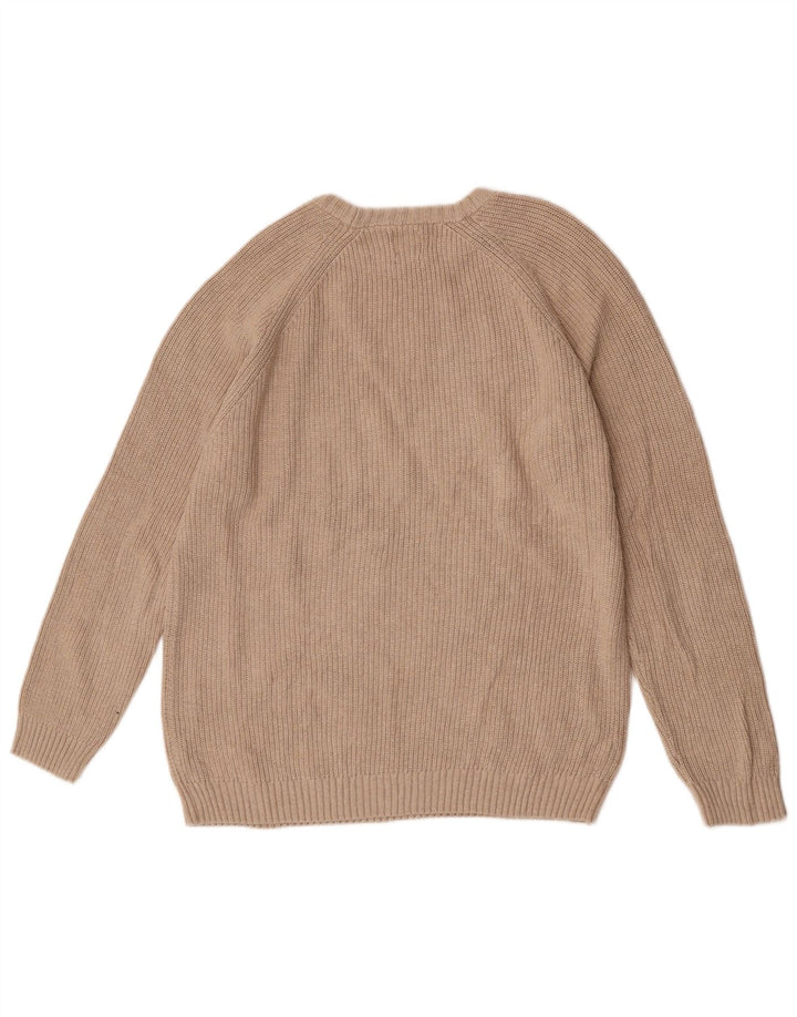 Męski sweter Zara z okrągłym dekoltem, średnio beżowy, bawełniany