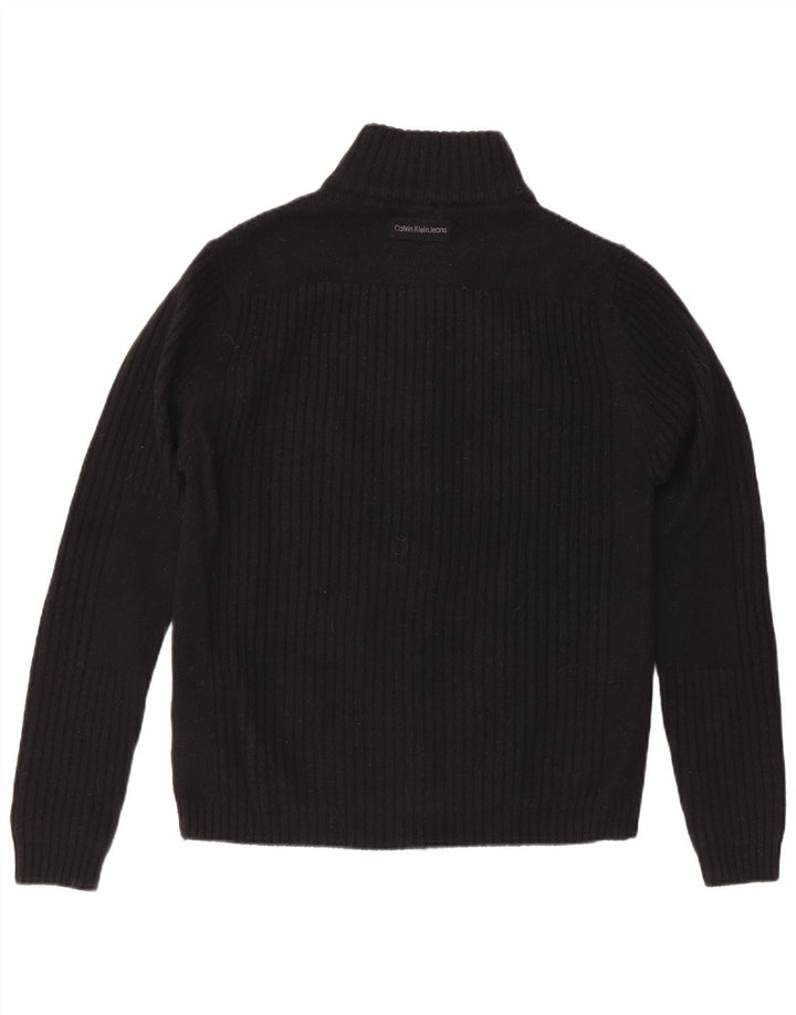 Męski sweter rozpinany Calvin Klein, duży, czarny, z wełny merynosów
