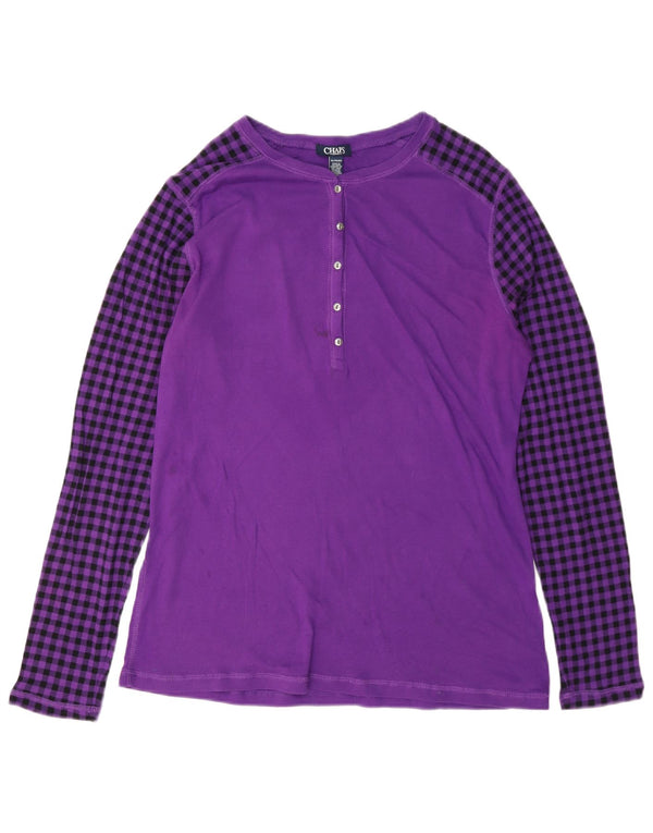 Damski top Chaps z długim rękawem, UK 18 XL, bawełniana fioletowa kratka