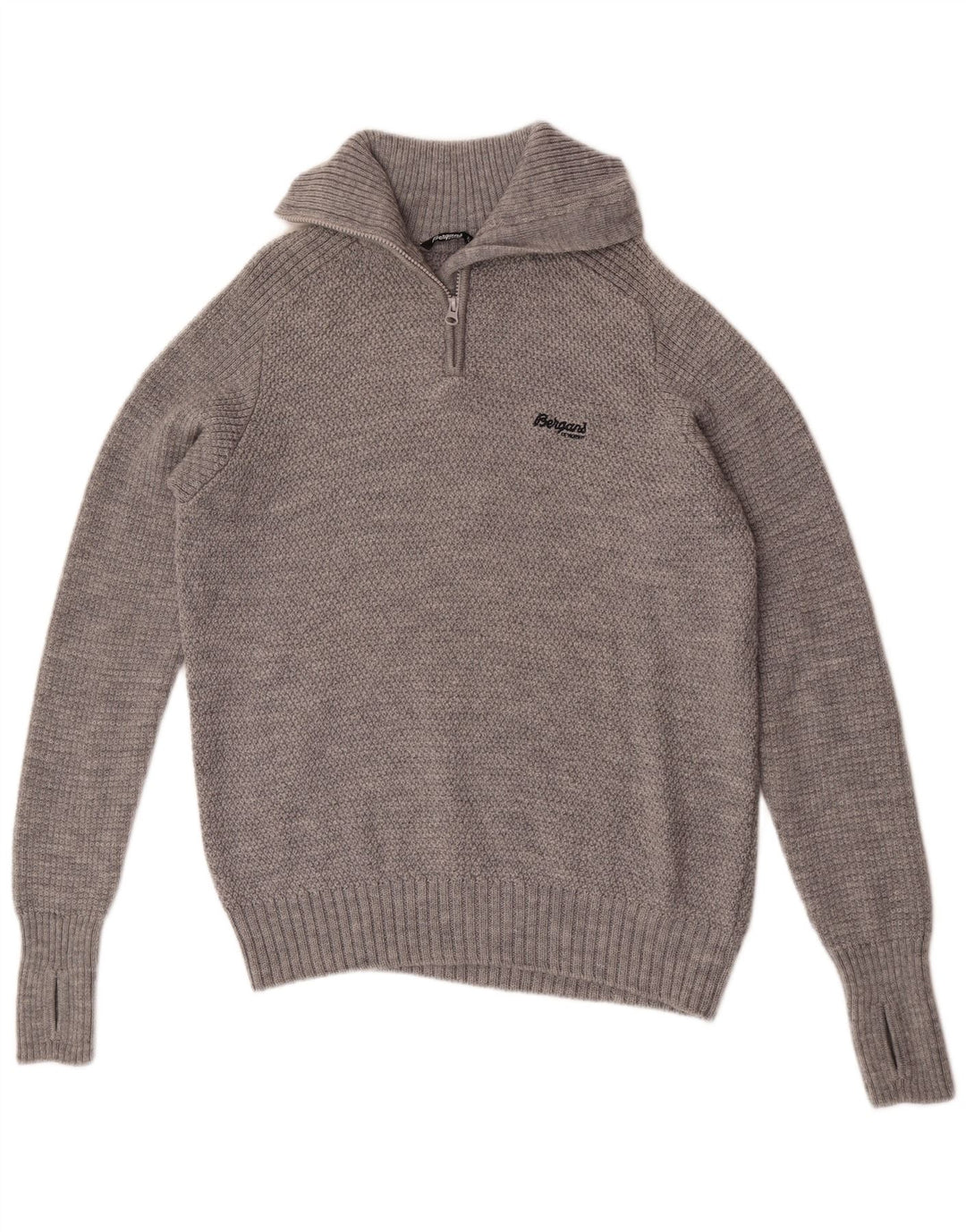 Męski sweter z zamkiem błyskawicznym Bergans XL, szara wełna merynosowa
