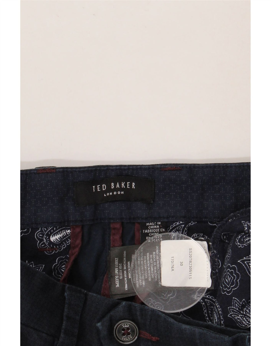 Męskie spodnie garniturowe Ted Baker W30 L29 Granatowe, bawełniane