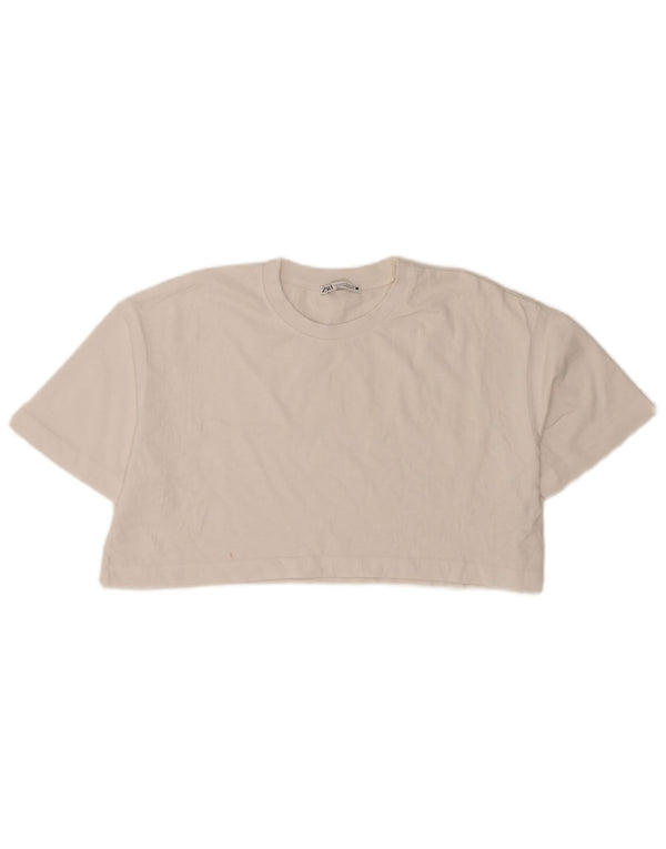 Damska koszulka Crop Oversize Zara Top UK 10 Small White Cotton