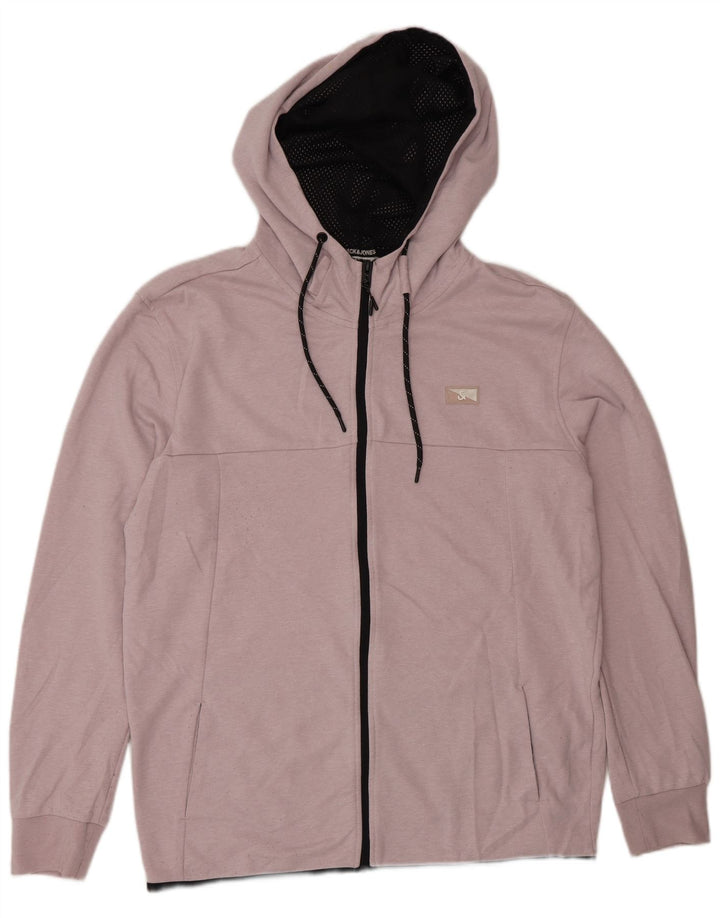Męski sweter z kapturem i zamkiem Jack & Jones, duży, różowy poliester