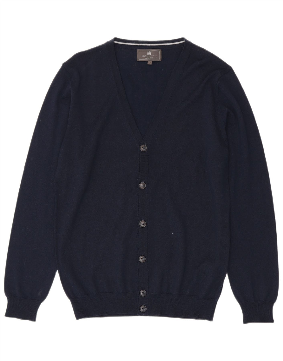 Marks & Spencer Męski sweter rozpinany, mały, granatowy, akrylowy
