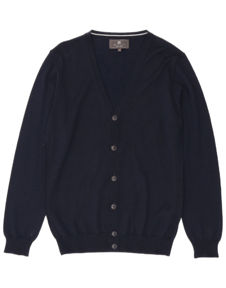 Marks & Spencer Męski sweter rozpinany, mały, granatowy, akrylowy