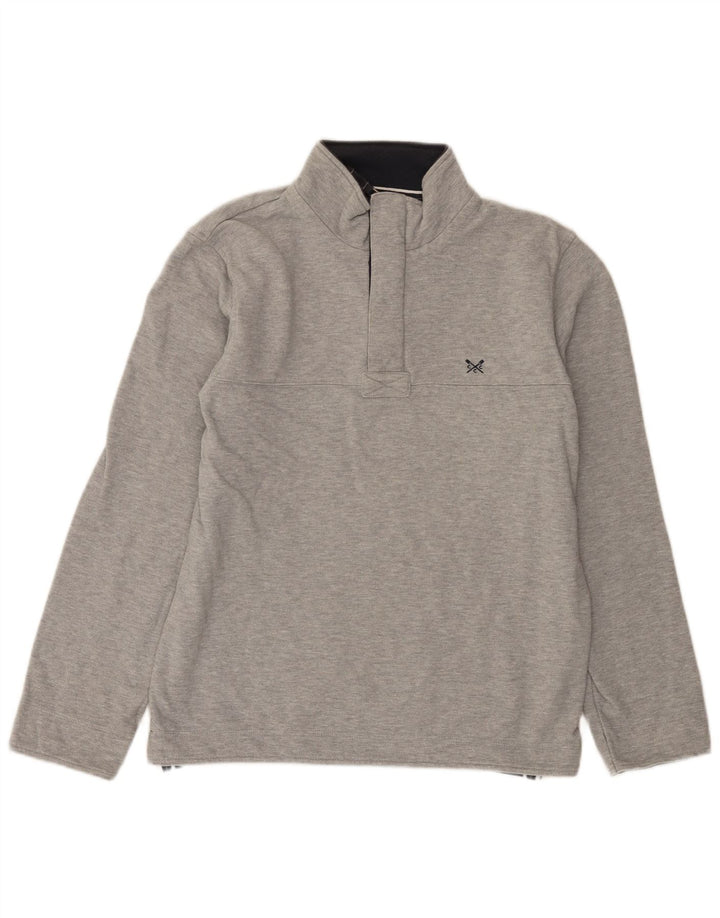 Crew Clothing Męska bluza z zamkiem błyskawicznym, średnioszara, bawełniana w plamki