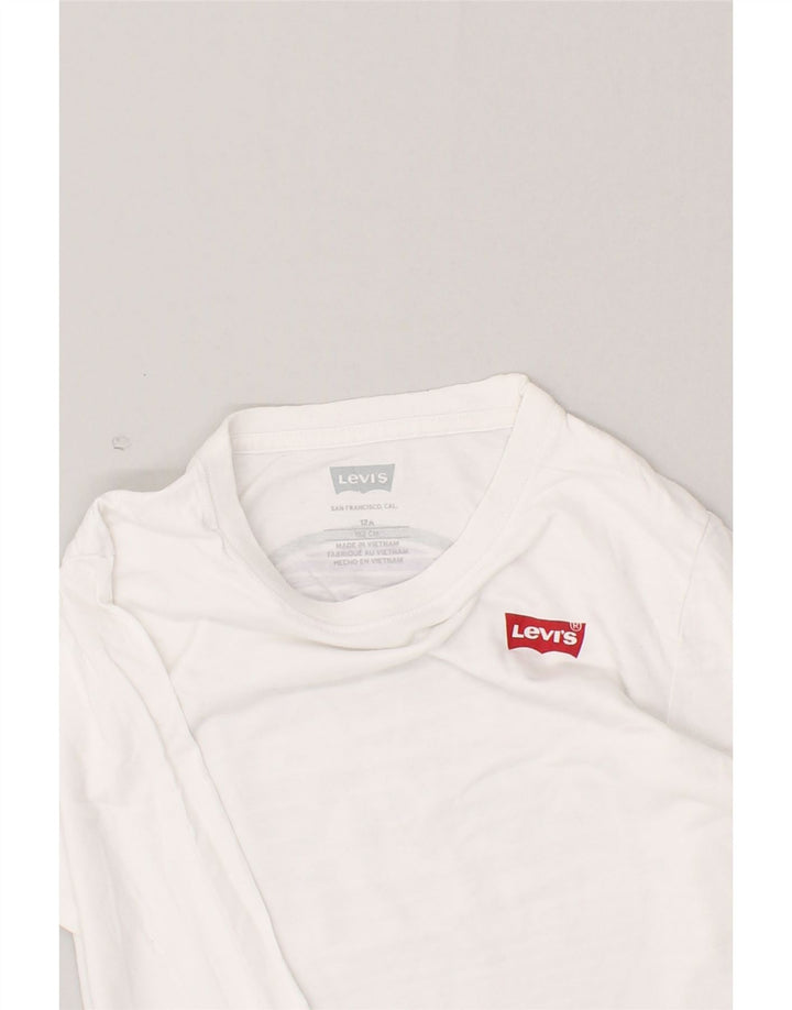 LEVI'S Boys Graphic Top Long Sleeve 11-12 Years White Cotton Vintage Levi's and Second-Hand Levi's from Messina Hembry 