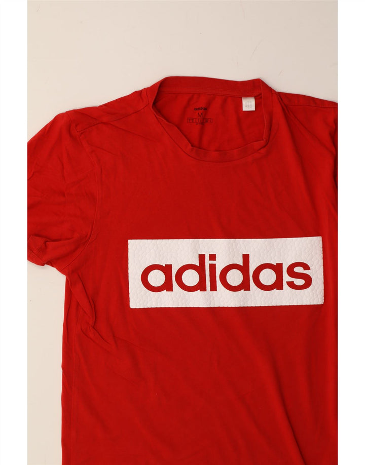 ADIDAS Mens Graphic T-Shirt Top Medium Red Cotton Vintage Adidas and Second-Hand Adidas from Messina Hembry 