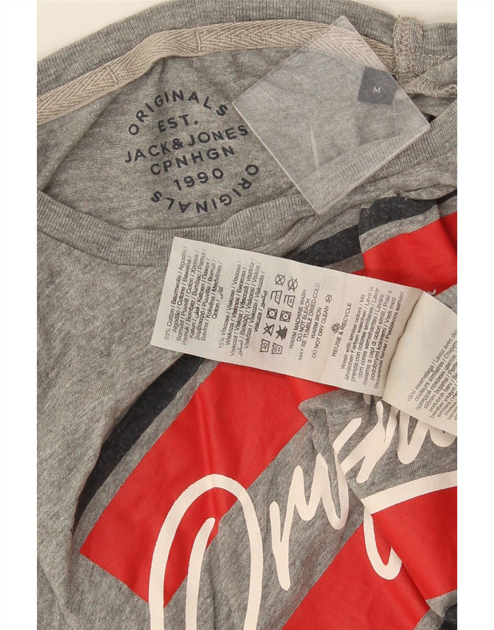 Męski T-shirt z grafiką Jack & Jones, średnioszary, bawełniany
