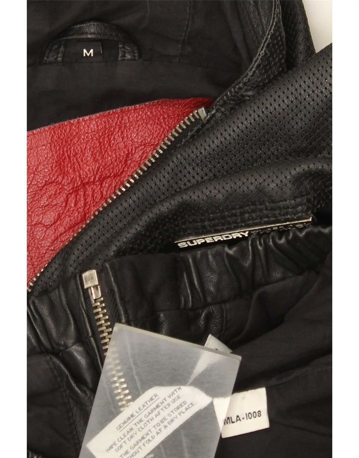Męska skórzana kurtka wojskowa Superdry z kapturem UK 38, średnia czarna
