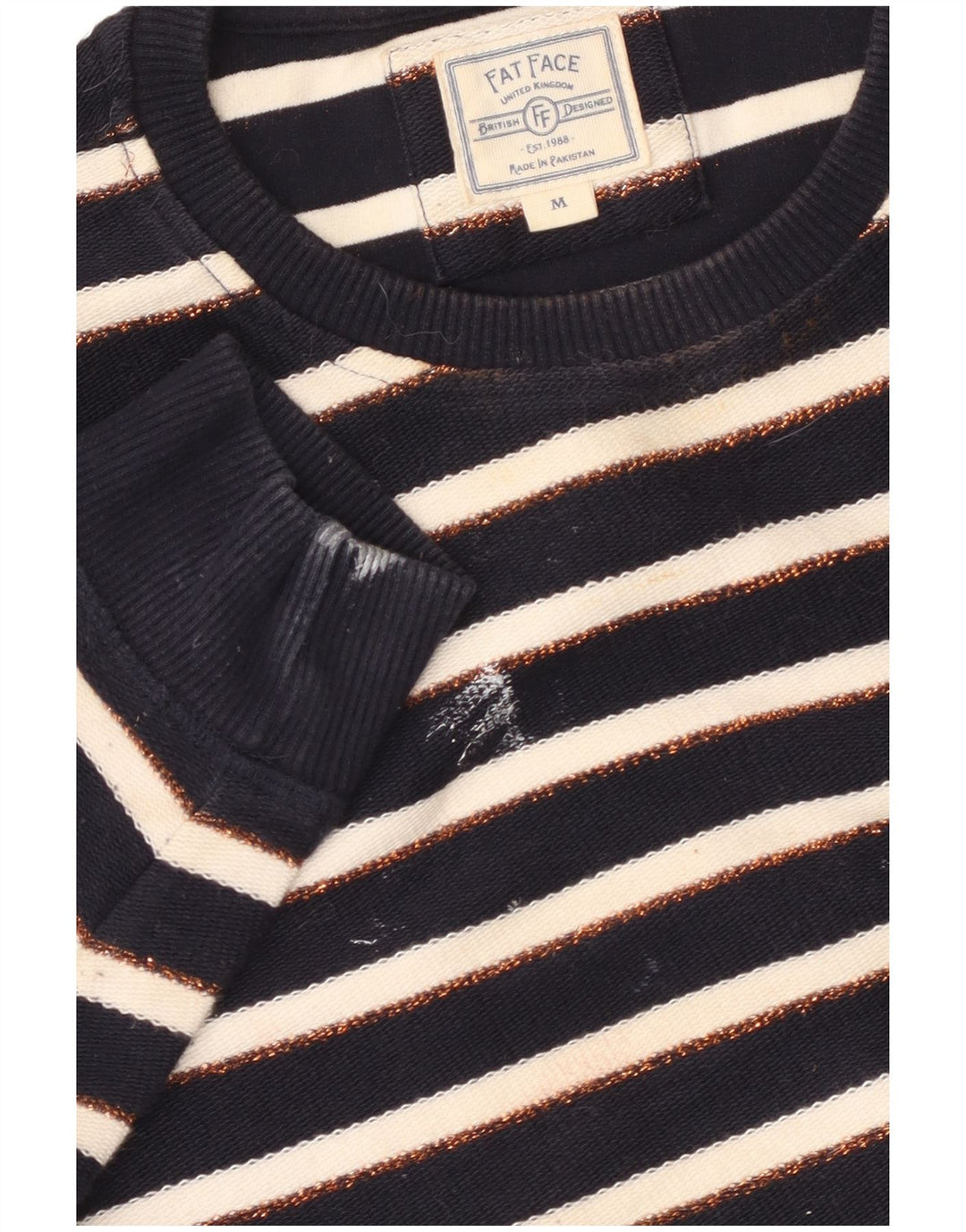 Damska bluza dresowa Fat Face UK 14 Medium Navy Blue Striped Nautical