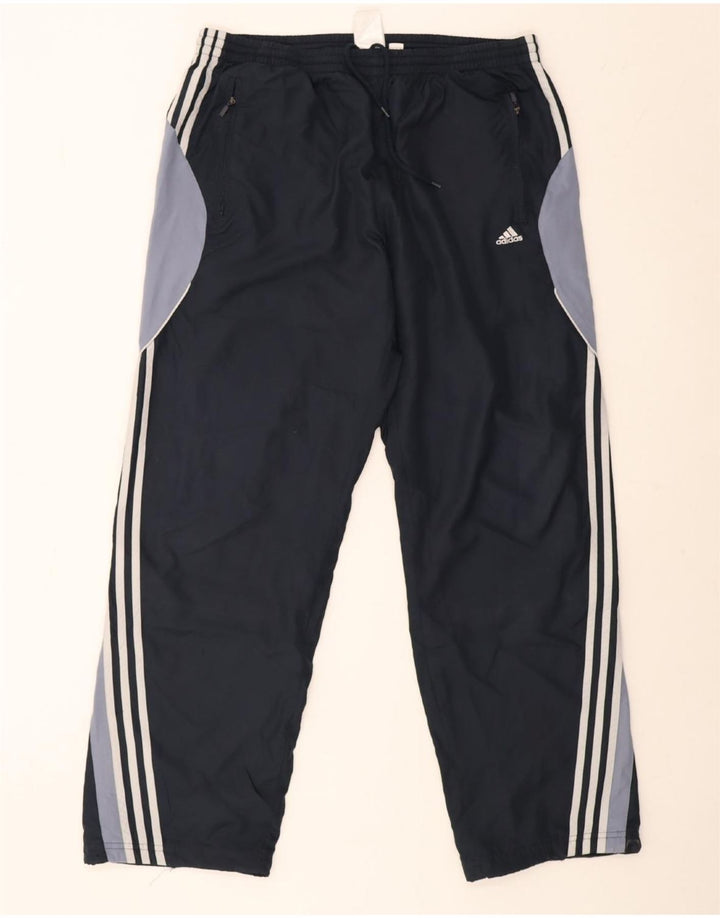 Męskie spodnie dresowe Adidas XL, granatowe, z blokami kolorów, poliestrowe