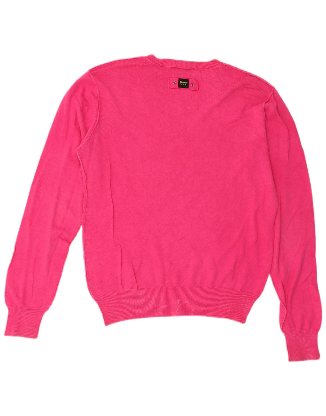Sweter damski Blauer z dekoltem w kształcie litery V, UK 14, średni różowy bawełniany