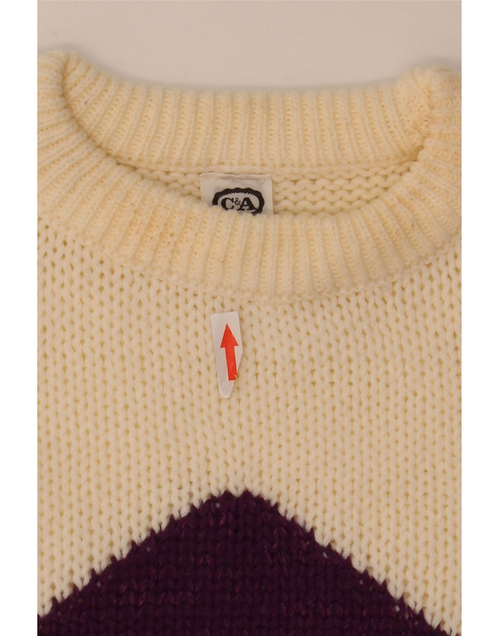 Damski sweter C&A z okrągłym dekoltem EU 40, średni złamanej bieli Argyle/Diament