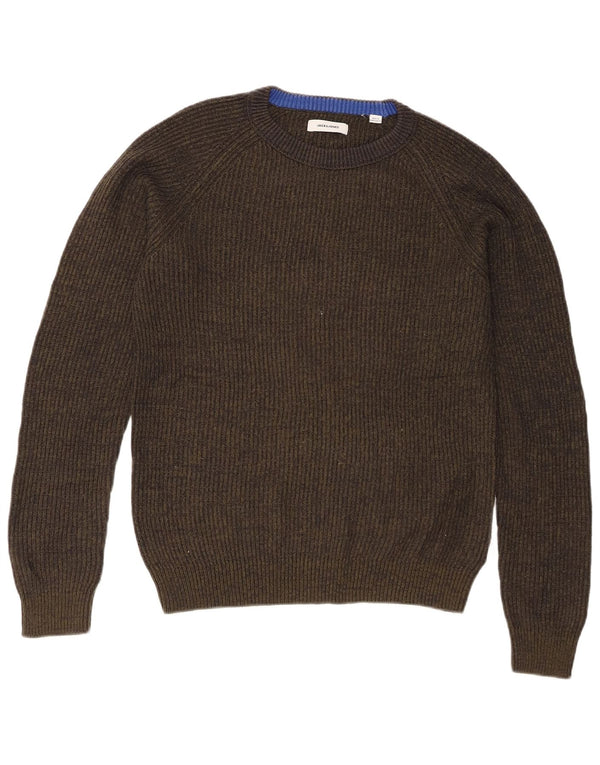 Męski sweter Jack & Jones o regularnym kroju z okrągłym dekoltem, średnio zielony, nakrapiany