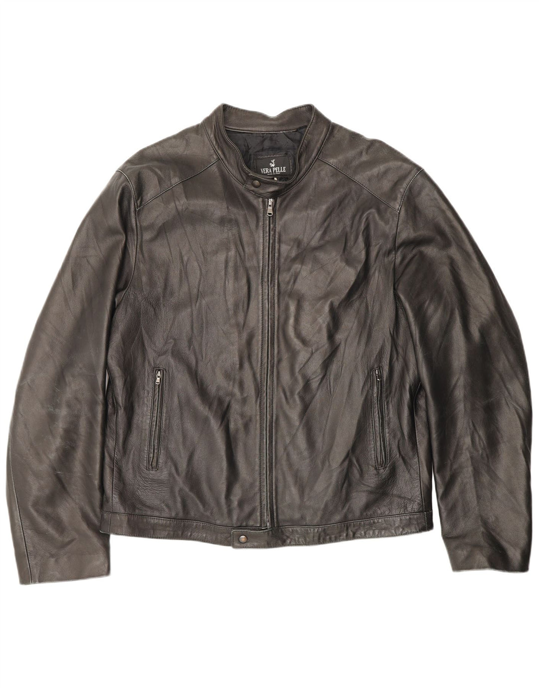 Vintage damska kurtka skórzana z zamkiem błyskawicznym IT 54 2XL brązowa skóra