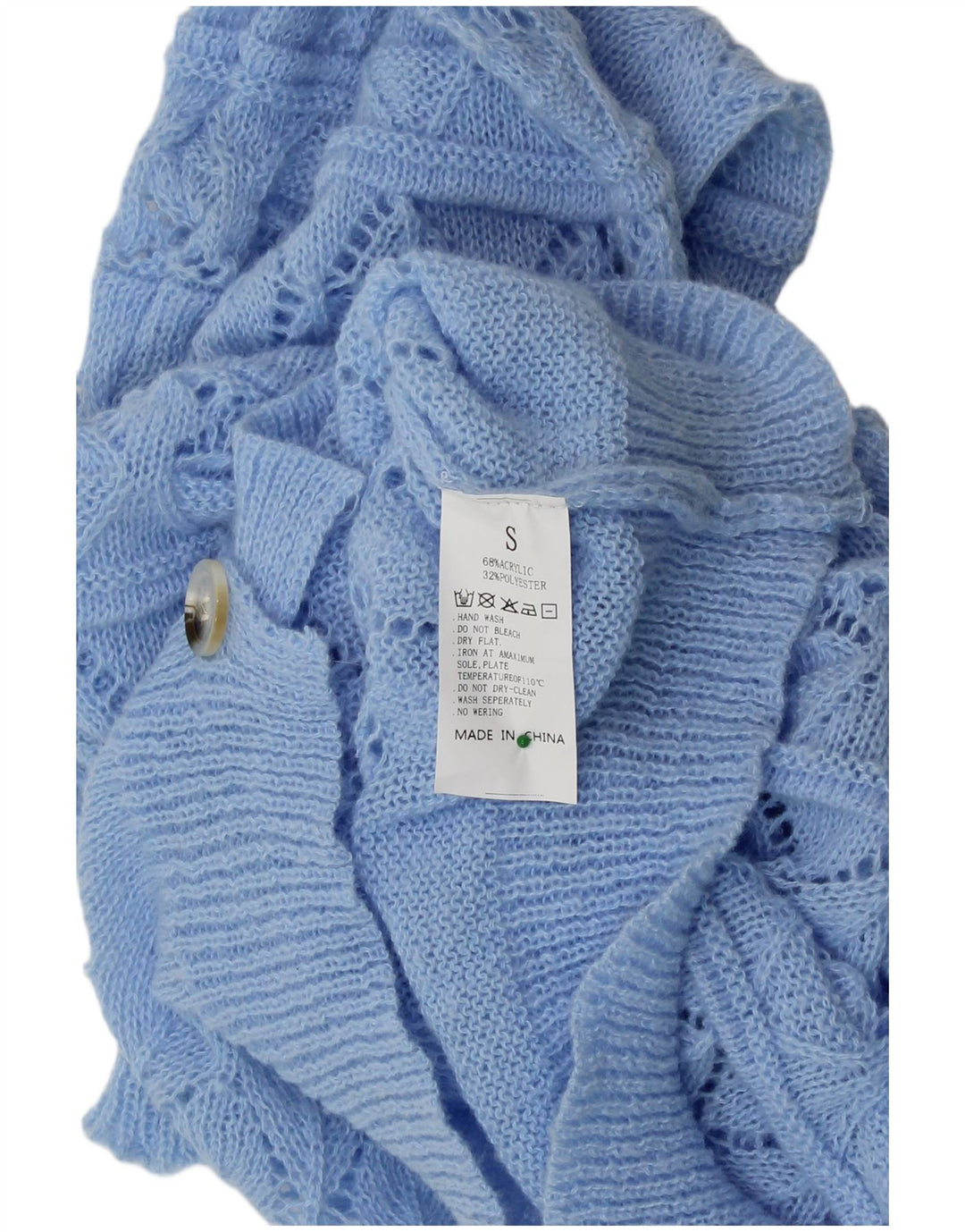 VINTAGE damski sweter o luźnym kroju, krótki sweter UK 10 mały niebieski akryl