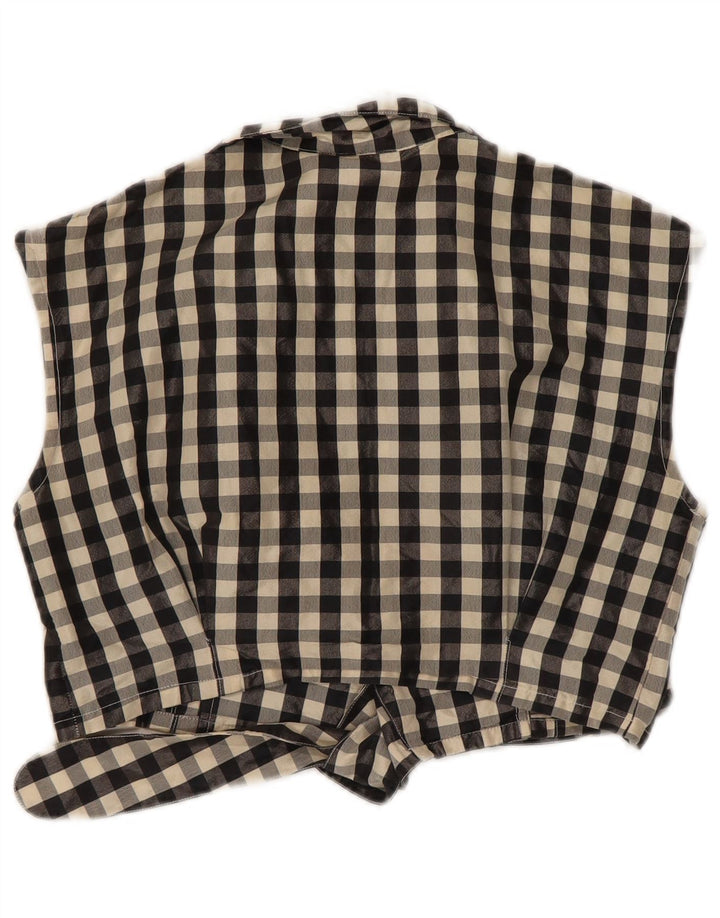 Damska bluzka bez rękawów w stylu vintage, krótka IT 42, średnia czarna kratka