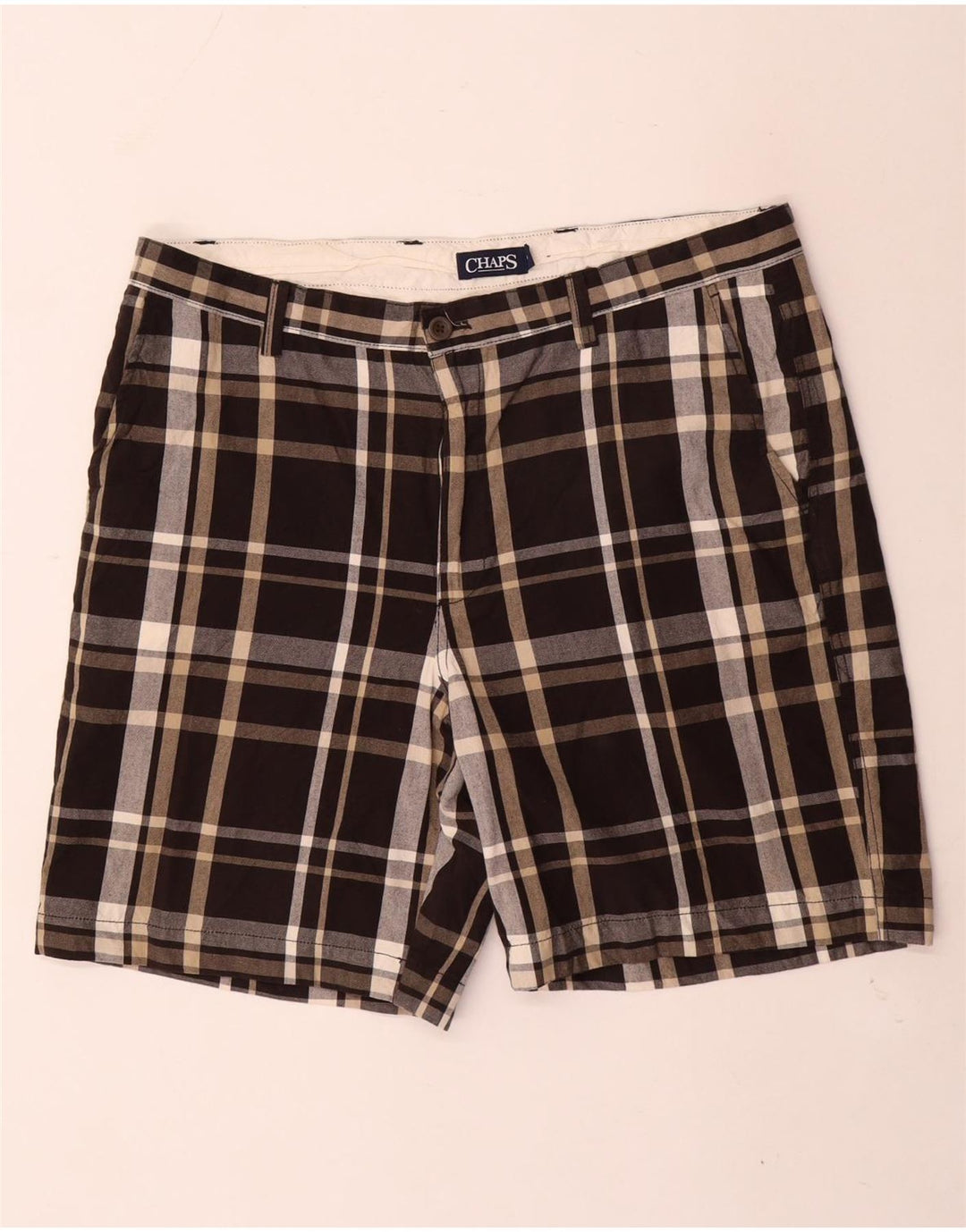Męskie spodenki Chino Chaps W38 XL, brązowa, bawełniana krata