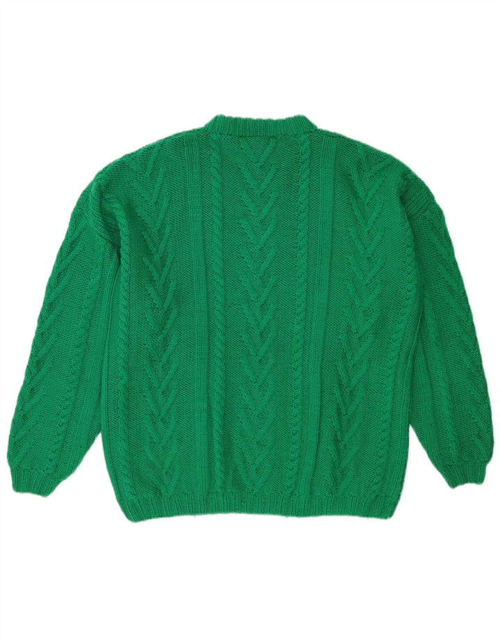 Vintage męski sweter z okrągłym dekoltem, duży, zielony