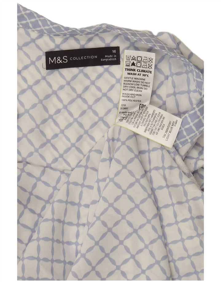 Damska bluzka bez rękawów Marks & Spencer UK 16, duża, niebieska, geometryczna