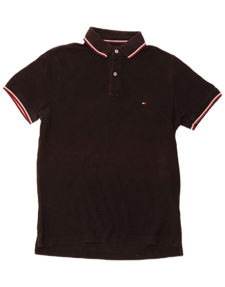 Męska koszulka polo slim fit TOMMY HILFIGER, średnia czarna, bawełniana