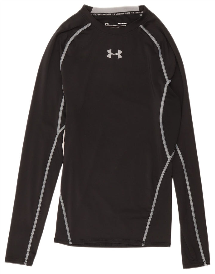 Męski top Under Armour Heat Gear z grafiką, długim rękawem, mały, czarny poliester