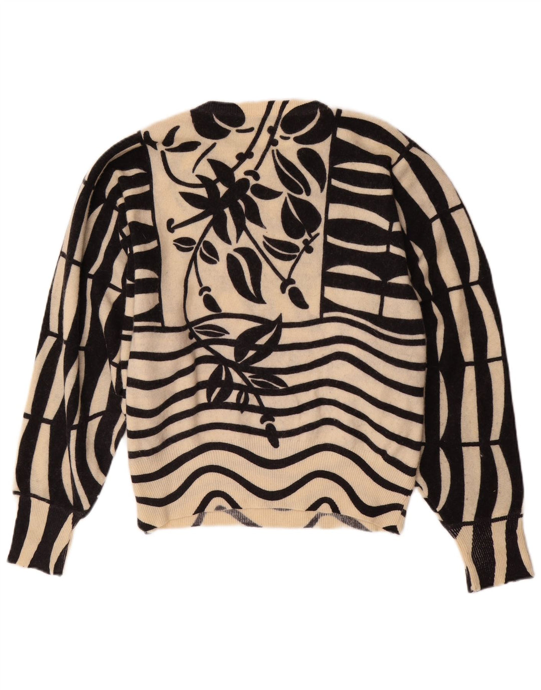 MARLY'S Damski sweter z okrągłym dekoltem w kształcie nietoperza, EU 46 XL, w białe kwiaty