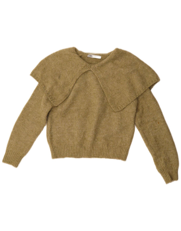 Damski sweter oversize Zara z golfem, UK 14, średni khaki, poliester