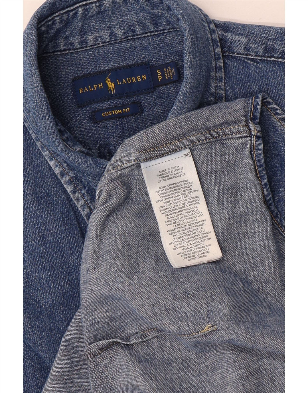Męska koszula dżinsowa Ralph Lauren o dopasowanym kroju, mała, niebieska, bawełniana