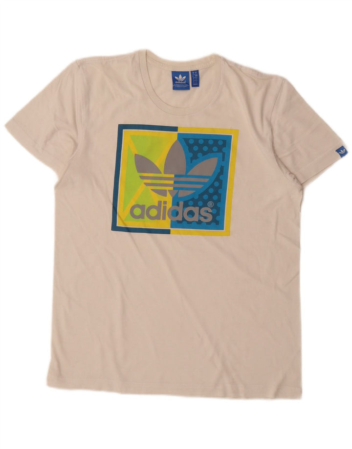 Męska koszulka z grafiką Adidas, mała, biała