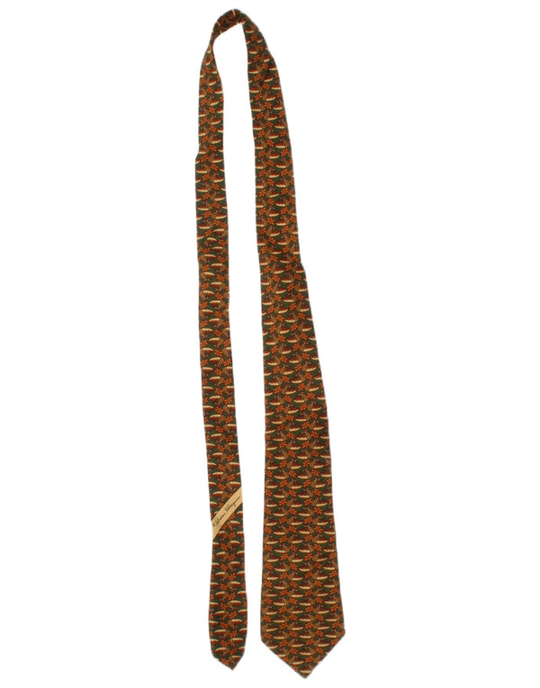Krawat męski Salvatore Ferragamo w jednym rozmiarze L57, brązowy, jedwabny, klasyczny z nadrukiem zwierzęcym